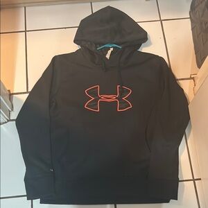 Under Armour Black Hoodie with Bold Orange Emblem